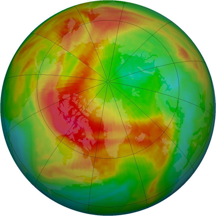Arctic ozone map for 19 March 1990